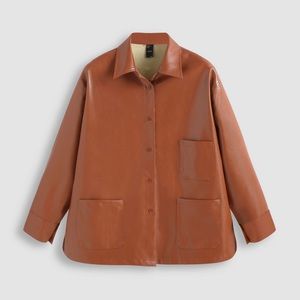 3XL Burnt Orange/Brown Oversized Faux Leather Jacket by Cider (NEW with tags!)
